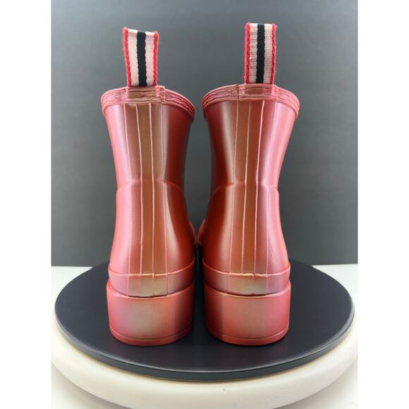 Hunter Original Play Short Nebula Womens Sz 10 Rain Boots Iridescent Coral Red - Picture 5 of 11